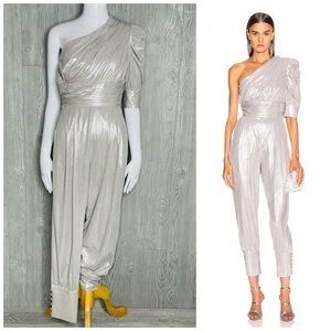 Rare retrofete Thambi Jumpsuit / romper one shoulder silver retro outfit xs